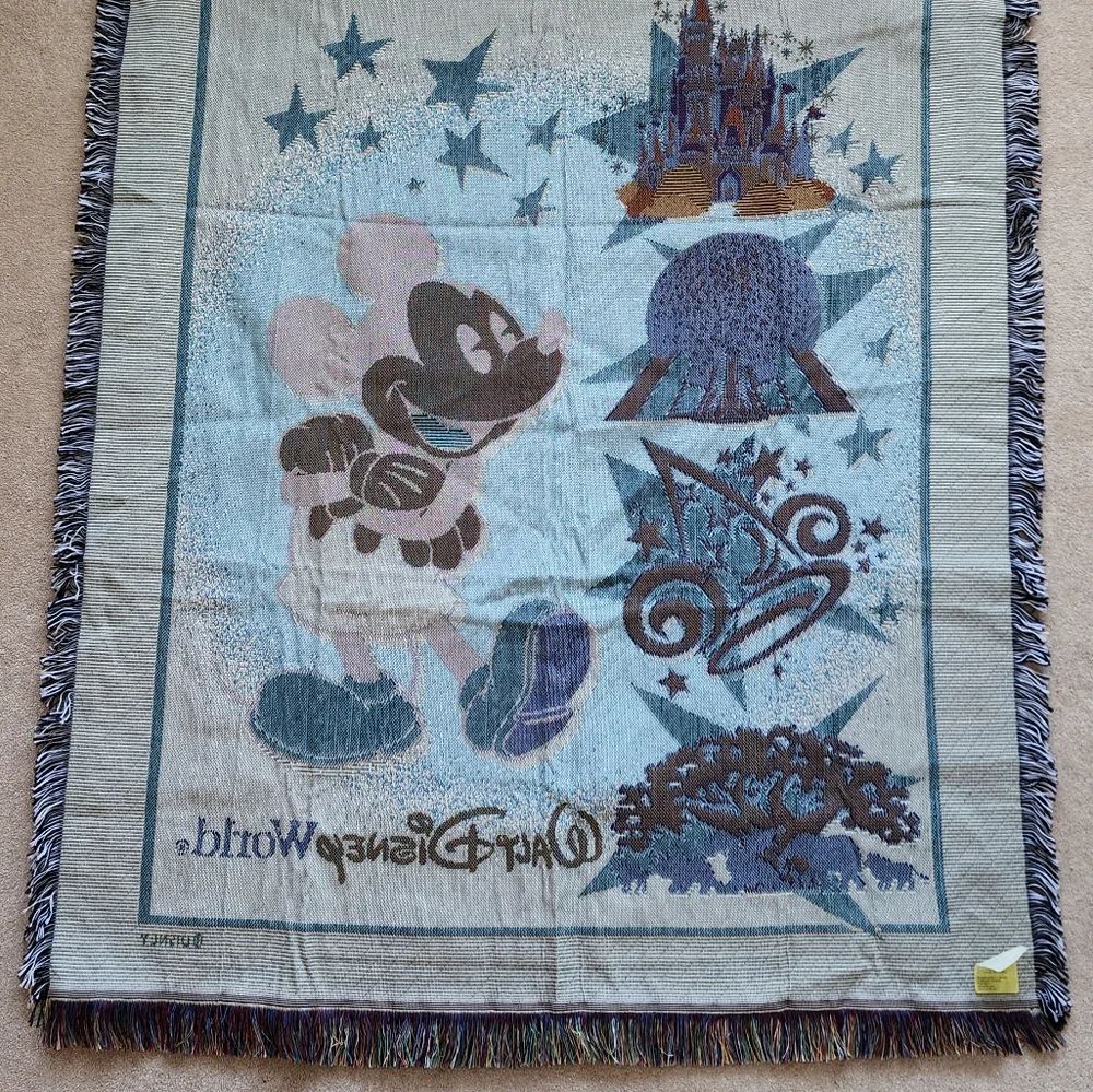 Disney World Mickey Mouse 4 Parks Tapestry Throw Blanket